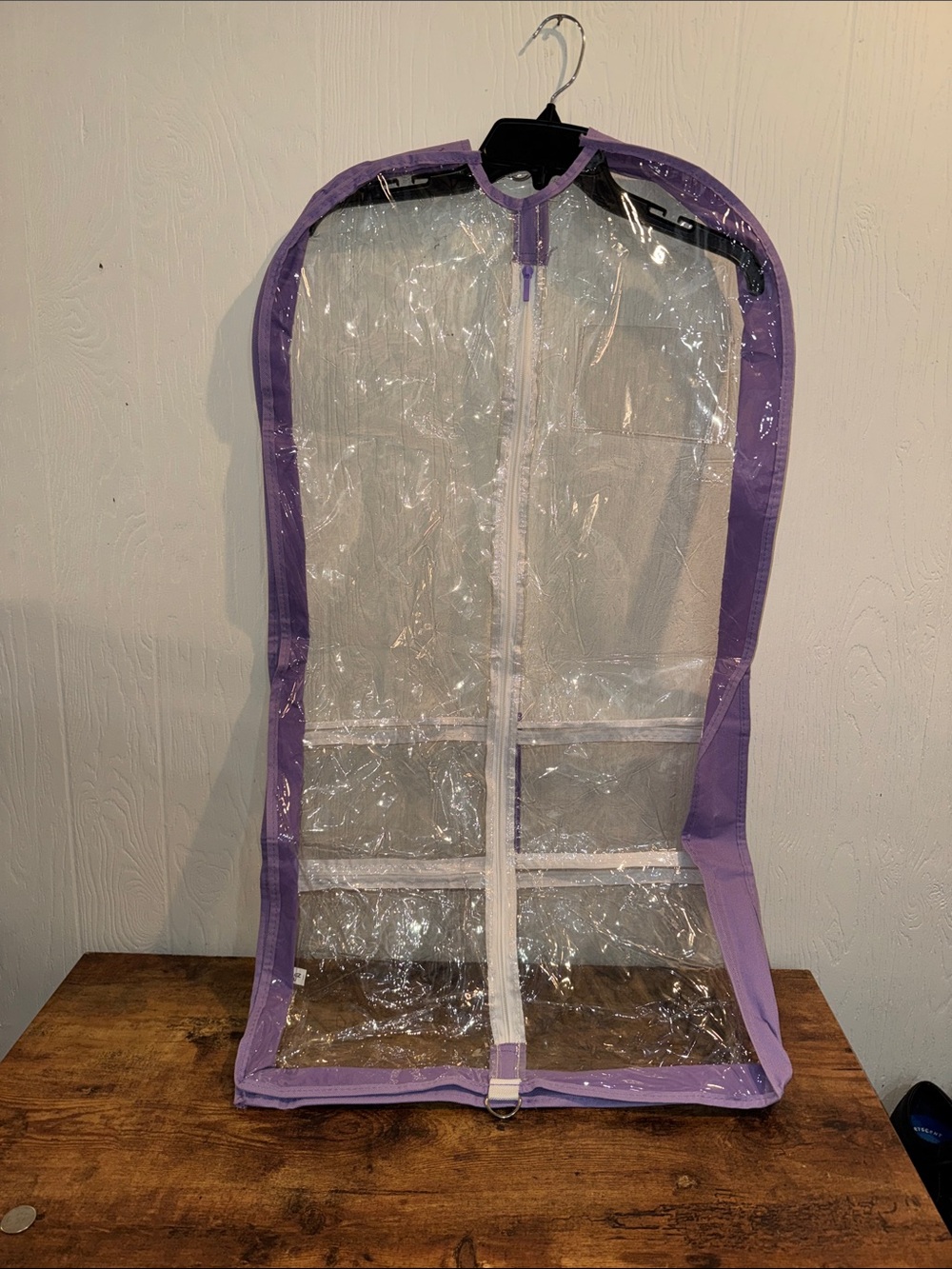 Clear Garment Dust Cover with Lavender Trim
